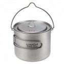 Lixada Taza Titanio Ultralight portable 900ml avec mangue pliante et des ustensiles de cuisine de tapa pour la randonnée en camp