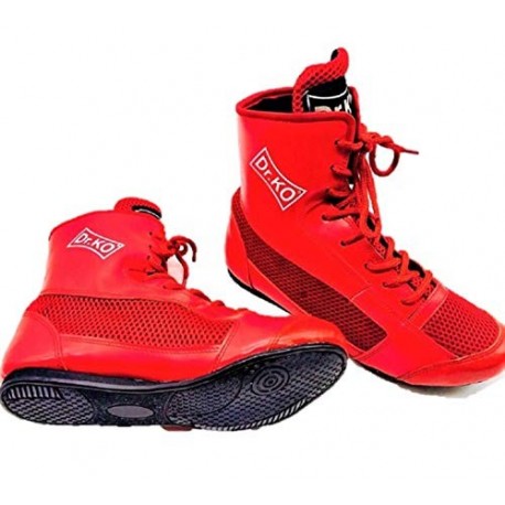 Dr. KO Botines de Boxeo. Zapatos de Boxeo, Zapatillas de Boxeo, Calzado de Boxeo, Botas de caña Alta de Boxeo 40 EU, Rojo 