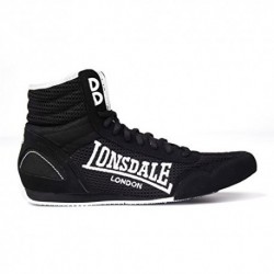 Lonsdale Kids Contender Junior - Botas de boxeo para niños, corte medio, con cordones, ligeros, color negro y blanco