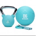 KIT FUNCIONAL ZIVA CHIC TURQUESA  KETTLEBELL, BALÓN Y CUERDA