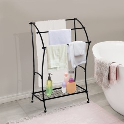 Towel stand for bathroom with 3 bars and 1 shelf ...