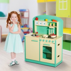Wooden toy cook with 12 pair accessories.