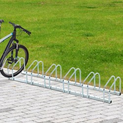 Estacionamento para 6 bicicletas tipo suporte de bicicleta.