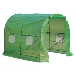 Green greenhouse transparent polyethy steel.