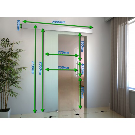 Transparent sliding door of glass without work -...