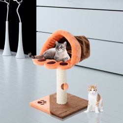 Rascador gato laranja e marrom felpa 40x40x67cm...
