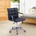 Chaise de bureau pu + pvc noir 52,5x54x82-94cm...