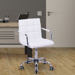 Cadeira de escritório pu + branco pvc 52,5x54x82-96cm...