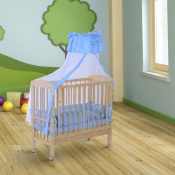 Baby cot blue wood 90x54x140cm...