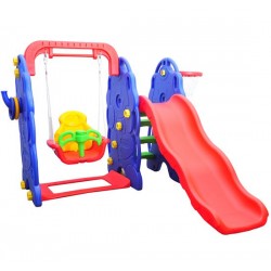 Balançoire avec glissière et panier de basket pour enfants - plastique - 167x164x120cm