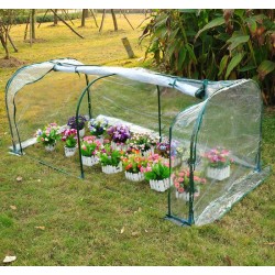 Outsunny transparent greenhouse for garden or terrace - steel, plastic and polyethylene - 200x100x80 cm