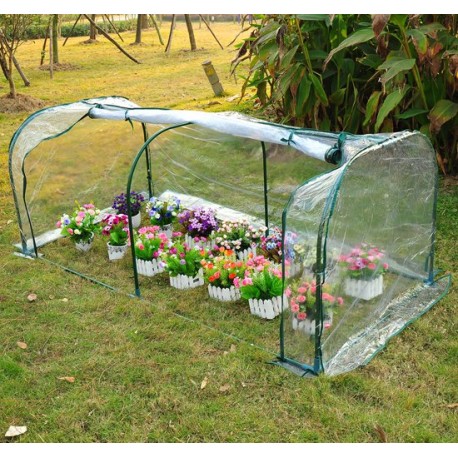 Outsunny transparent greenhouse for garden or terrace - steel, plastic and polyethylene - 200x100x80 cm