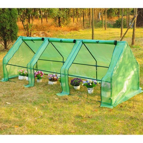 Homcom Invernadero Pequeño con Ventanas - Color Verde - Tubos de Acero y PE 140 g/m2 - 270x90x90cm