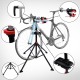 HOMCOM Kit Reparación de Bicicletas con Soporte y Bandeja - Tubo PP + Acero Q195 - 100x100x190 cm (Altura Reg. 100-190 cm)