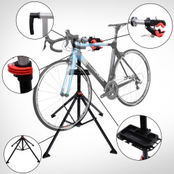 HOMCOM Kit reparação de bicicleta com suporte e bandeira - tubo PP + Q195 - 100x100x190 cm (Altura de retorno 100-190 cm)
