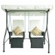 Outsunny garden swing with 2 seats and parasol - black and white - metal, steel, pvc and rattan - 185x120x180 cm