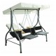 Outsunny balanço jardim com 2 assentos e parasol - preto e branco - metal, aço, pvc e rattan - 185x120x180 cm