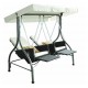Outsunny garden swing with 2 seats and parasol - black and white - metal, steel, pvc and rattan - 185x120x180 cm