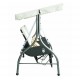 Outsunny garden swing with 2 seats and parasol - black and white - metal, steel, pvc and rattan - 185x120x180 cm