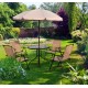 Mobilier pour jardin ou terrasse comprend 1 table + 4 chaises + 1 parasol - couleur crème