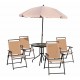Conjunto de móveis para jardim ou terraço inclui 1 mesa + 4 cadeiras + 1 parasol - cor creme