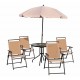 Furniture set for garden or terrace includes 1 table + 4 chairs + 1 parasol - cream color