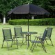 OutSunny Conjunto de Muebles para Jardín Terraza o Patio con 4 Sillas 1 Mesa y 1 Parasol - Textilene, Aluminio y Poliéster