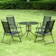 Outsunny furniture set for garden terrace or patio with 4 chairs 1 table and 1 parasol - textilene, aluminum and polyester