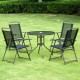 Outsunny Meubles pour jardin terrasse ou patio avec 4 chaises 1 table et 1 parasol - textile, aluminium et polyester