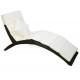 Outsunny tumbona ratán with garden or pool cushion - black and cream - mimbre ratán - 159x59x36cm