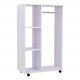 Open closet hanging 80x40x128cm hanging clothes white wood hanging wheels