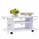 Table meuble tv tv bois avec roues couleur blanc