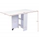 Folding wooden table with wheels desk shelf shelf white kitchen