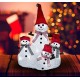 HomCom Muñeco de Nieve Familia Luz LED Decoración de Navidad 25x20x34cm con Sombrero Bufanda