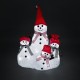 HomCom Muñeco de Nieve Familia Luz LED Decoración de Navidad 25x20x34cm con Sombrero Bufanda