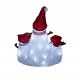 HomCom Muñeco de Nieve Familia Luz LED Decoración de Navidad 25x20x34cm con Sombrero Bufanda