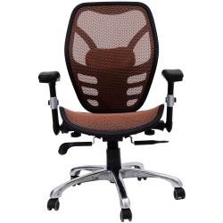 Homcom desk swivel office chair - brown - metal and textilene - total height 97x107cm