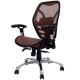 Homcom desk swivel office chair - brown - metal and textilene - total height 97x107cm