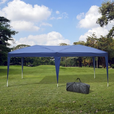 Outsunny Gazebo Pabellón para Jardín Camping Fiesta Tienda Eventos Boda - Color Azul - 6x3m