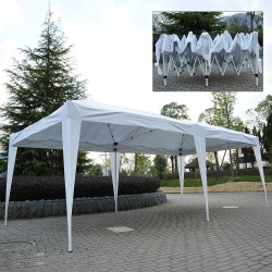 Extérieur carpa gazebo pour terrasse ou jardin - couleur blanche - tissu polyester et tubes en acier - 6x3m - 18m2