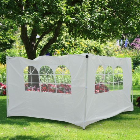 Outsunny Paredes Laterales con Ventana para Carpa Blanco Oxford 3x2m