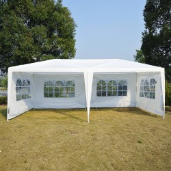 Outsunny Carpa con Paneles Laterales Blanco Acero Poliéster 3x6m