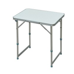 Extérieur pliant et ail table de camping de 47.5 à 64 cm - couleur blanche - aluminium et mdf - 60x45x64cm