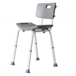 HOMCOM Anti-slip and Reulable Shower Chair for Toilet - Grey and Silver - 55x50.6x67.5-85.5cm (LxAnxAl)