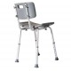 HOMCOM Anti-slip and Reulable Shower Chair for Toilet - Grey and Silver - 55x50.6x67.5-85.5cm (LxAnxAl)