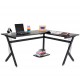 Mesa de mesa do pc tipo mesa de escritório - preto - mdf e1 e ferro revestido em pó - 155x130x76cm