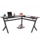 Pc table desk type desk for office - black - mdf e1 and powder coated iron - 155x130x76cm