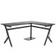 Pc table desk type desk for office - black - mdf e1 and powder coated iron - 155x130x76cm