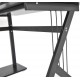 Mesa de mesa do pc tipo mesa de escritório - preto - mdf e1 e ferro revestido em pó - 155x130x76cm