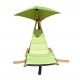 Hammock pendant with umbrella for terrace garden or beach - green - wood and polyester - 200x110x200cm